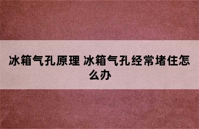 冰箱气孔原理 冰箱气孔经常堵住怎么办